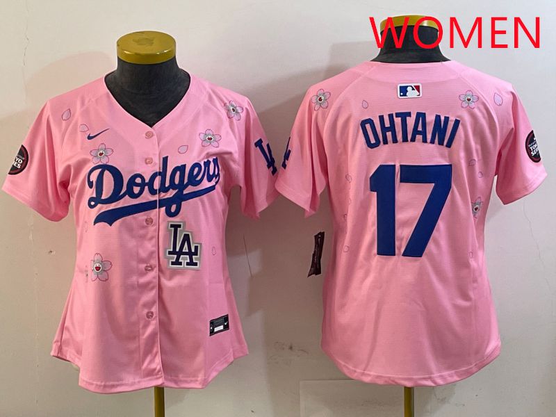 Women Los Angeles Dodgers #17 Ohtani Pink Sakura Edition 2025 Nike MLB Jersey style 28